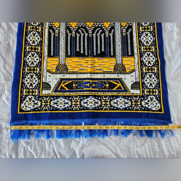 Tapestry Prayer Rug Mat, Made In Turkey, Blue, Yellow, NWOT - Picture 7 of 8